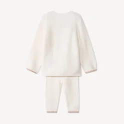 Ensemble 2 pièces en tricot point mousse uni pour bébé