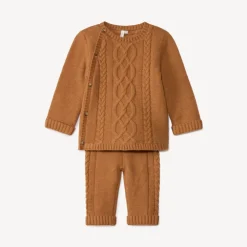 Ensemble 2 pièces en tricot torsadé uni pour bébé
