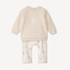 Ensemble 2 pièces molleton motifs éléphants pour bébé