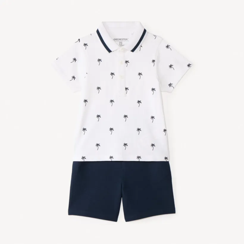 Ensemble 2 pièces polo manches courtes + short imprimé palmiers pour bébé garçon