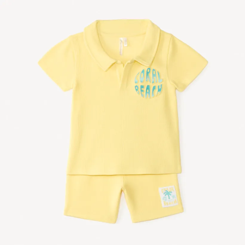 Ensemble 2 pièces polo + short avec print 3D fantaisie pour bébé garçon
