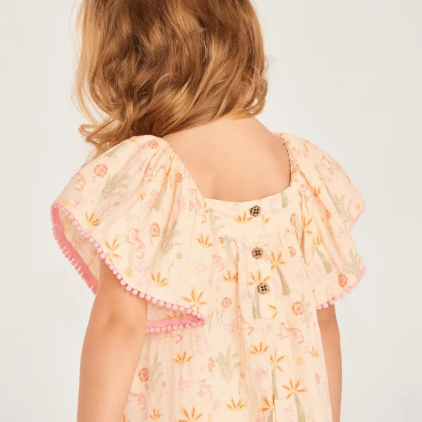 Ensemble 2 pièces robe + bandeau imprimé fantaisie pour bébé fille