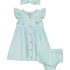 Ensemble 3 pièces robe + bloomer + bandeau à pois pour bébé fille