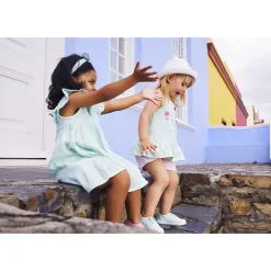 Ensemble 3 pièces robe + bloomer + bandeau à pois pour bébé fille