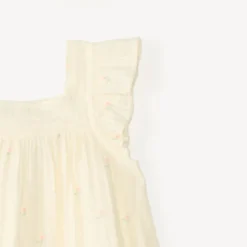 Ensemble 3 pièces robe + bloomers + bandeau en gaze de coton pour bébé fille