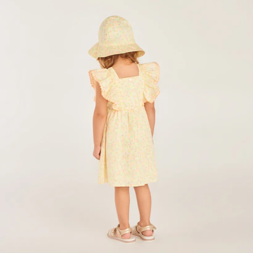 Ensemble 2 pièces robe + charlotte imprimé fleuri pour bébé fille