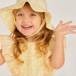 Ensemble 2 pièces robe + charlotte imprimé fleuri pour bébé fille