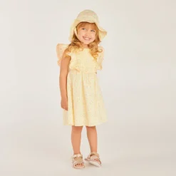 Ensemble 2 pièces robe + charlotte imprimé fleuri pour bébé fille