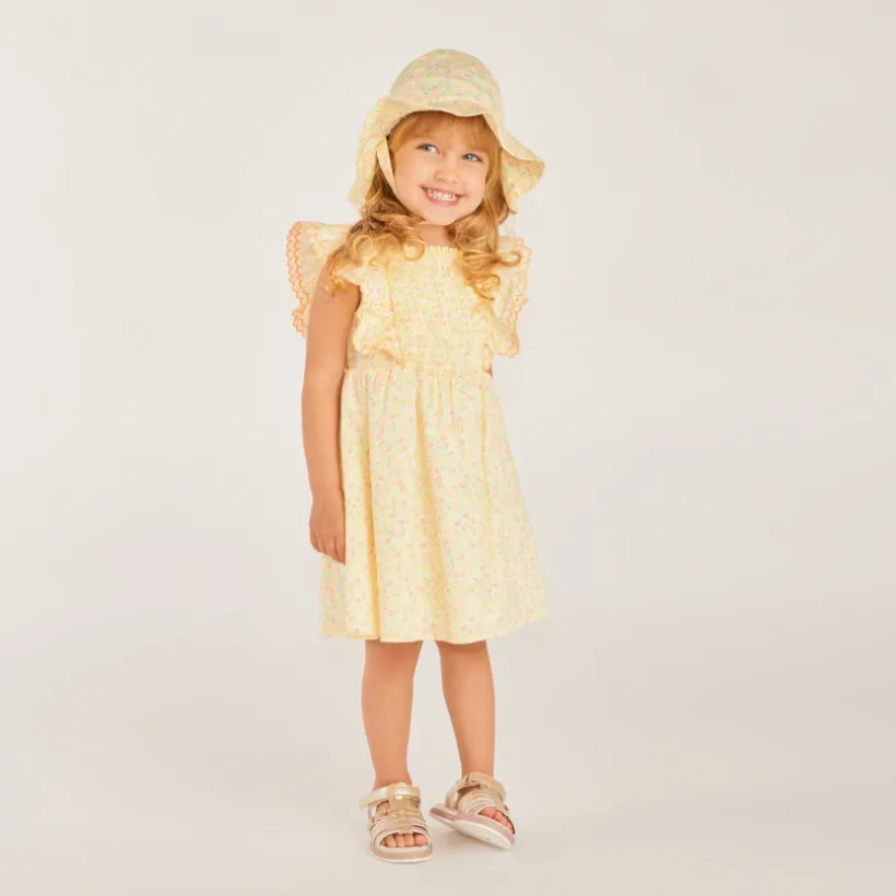 Ensemble 2 pièces robe + charlotte imprimé fleuri pour bébé fille