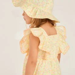 Ensemble 2 pièces robe + charlotte imprimé fleuri pour bébé fille