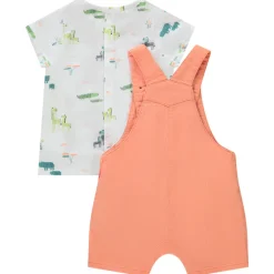 Ensemble 2 pièces salopette courte + t-shirt imprimé pour bébé garçon