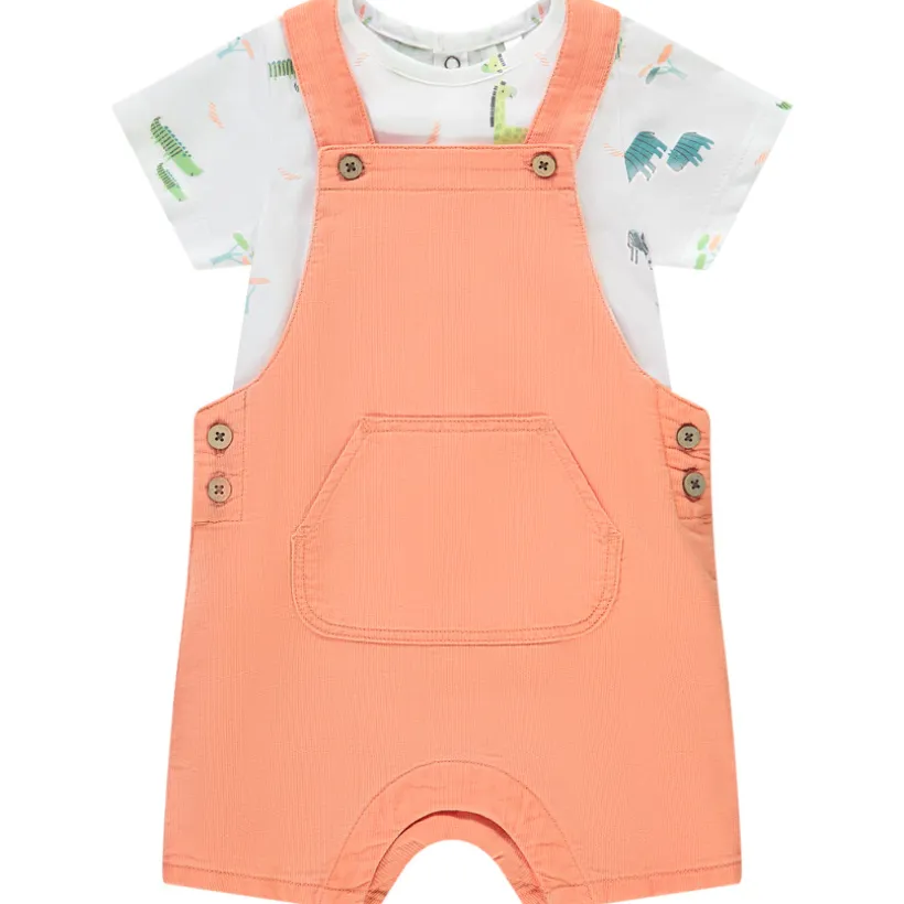Ensemble 2 pièces salopette courte + t-shirt imprimé pour bébé garçon
