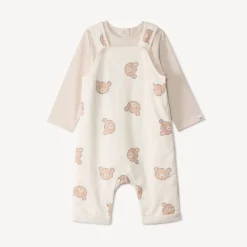 Ensemble 2 pièces salopette imprimé ourson pour bébé