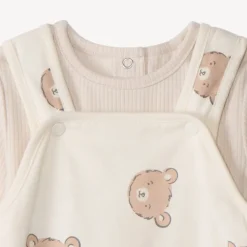 Ensemble 2 pièces salopette imprimé ourson pour bébé