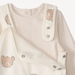 Ensemble 2 pièces salopette imprimé ourson pour bébé