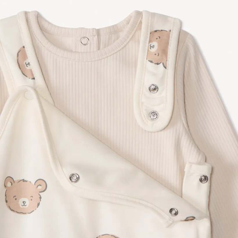 Ensemble 2 pièces salopette imprimé ourson pour bébé