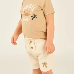 Ensemble 2 pièces t-shirt + bermuda motifs soleil et palmier pour bébé garçon