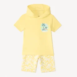Ensemble 2 pièces t-shirt à capuche + short imprimé fantaisie pour garçon