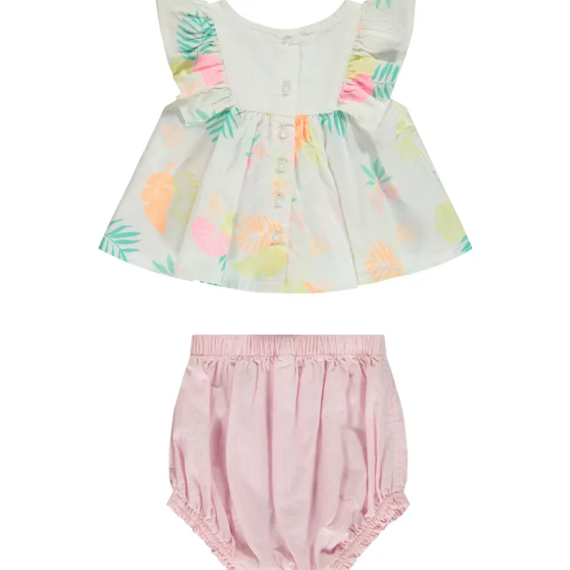 Ensemble 2 pièces tunique imprimée + bloomer rayé pour bébé fille