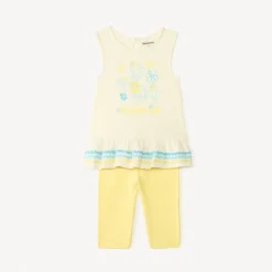 Ensemble 2 pièces tunique + legging court print coquillages pour bébé fille