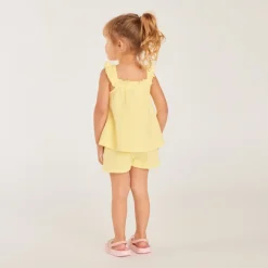 Ensemble 2 pièces tunique + short en maille fantaisie uni pour bébé fille