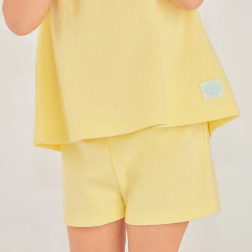 Ensemble 2 pièces tunique + short en maille fantaisie uni pour bébé fille