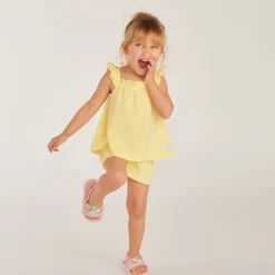 Ensemble 2 pièces tunique + short en maille fantaisie uni pour bébé fille