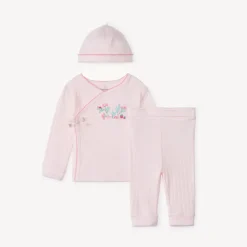 Ensemble 3 pièces évolutif en pointelle pour bébé fille