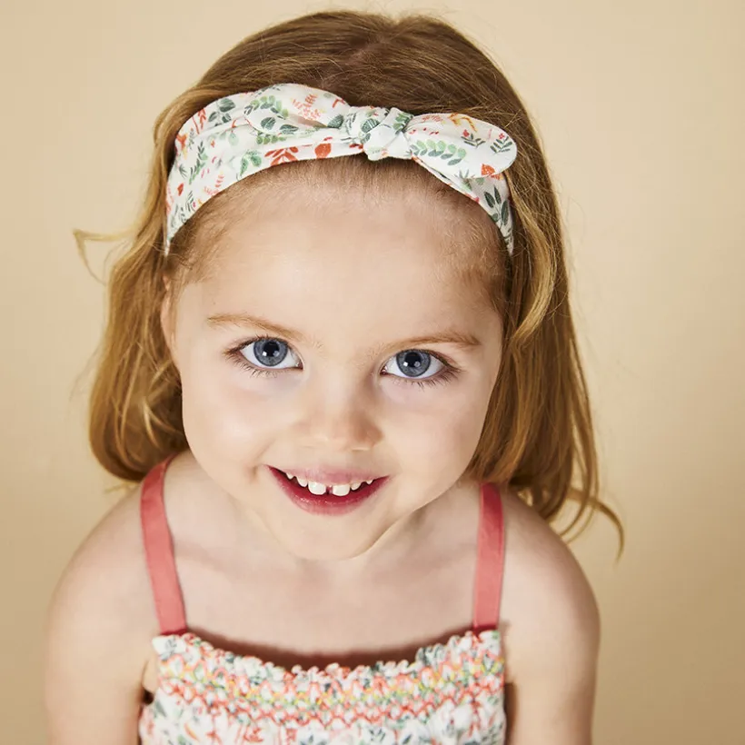 Ensemble robe + bandeau imprimé végétal pour bébé fille
