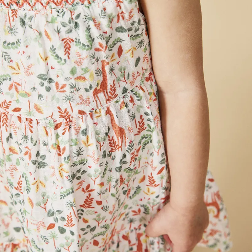 Ensemble robe + bandeau imprimé végétal pour bébé fille