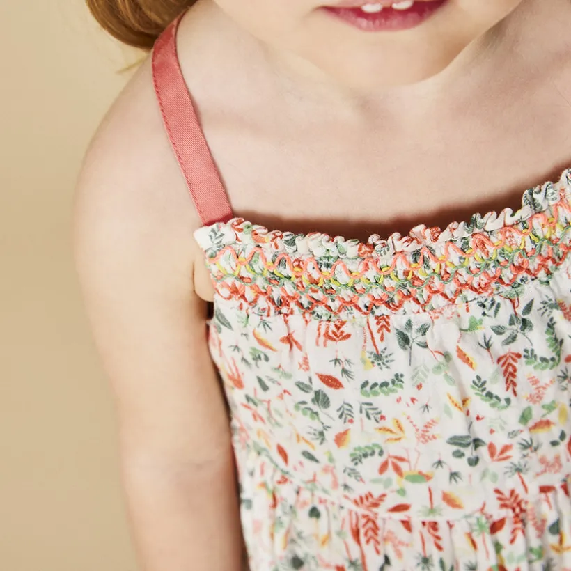 Ensemble robe + bandeau imprimé végétal pour bébé fille