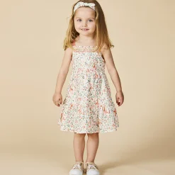 Ensemble robe + bandeau imprimé végétal pour bébé fille