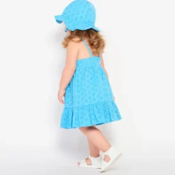 Ensemble robe + charlotte en broderie anglaise unie pour bébé fille