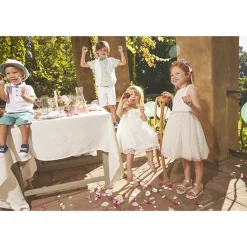 Ensemble robe de cérémonie en tulle brodé + bloomer pour bébé fille