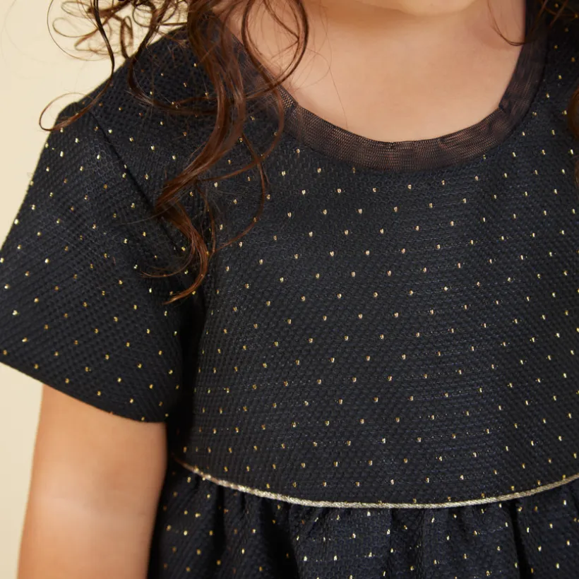 Ensemble robe de fête en jacquard + bandeau pour bébé fille