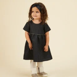 Ensemble robe de fête en jacquard + bandeau pour bébé fille