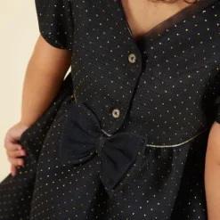 Ensemble robe de fête en jacquard + bandeau pour bébé fille