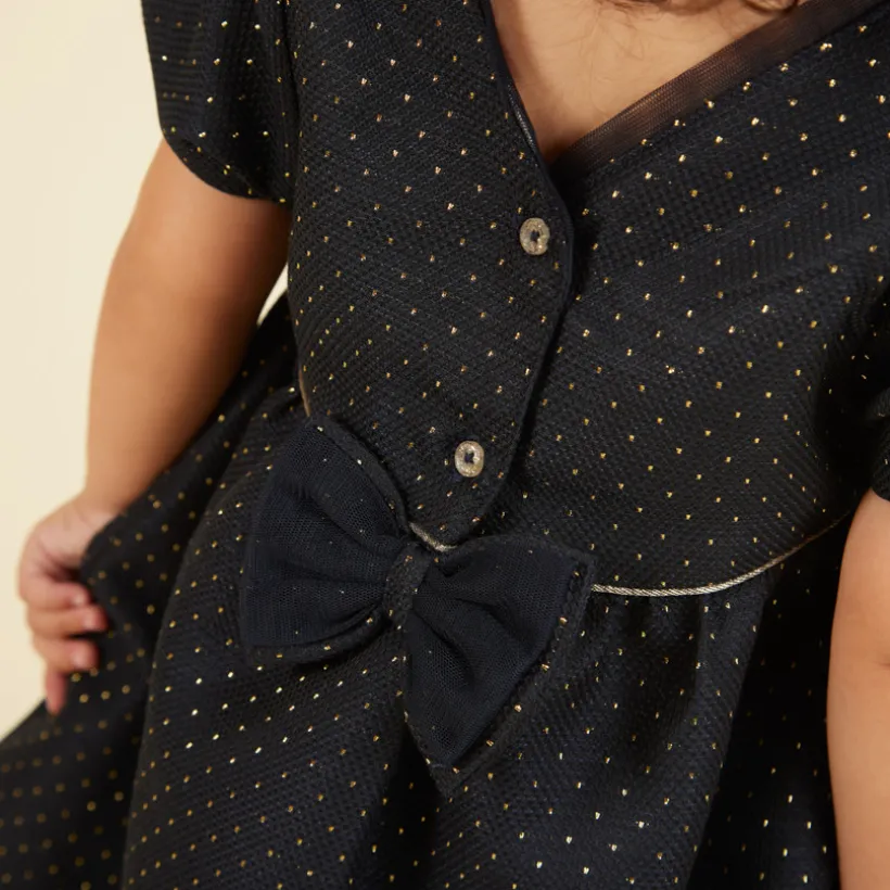 Ensemble robe de fête en jacquard + bandeau pour bébé fille