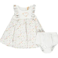 Ensemble robe à fleurs volantée + bloomer pour bébé fille