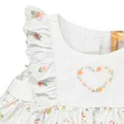 Ensemble robe à fleurs volantée + bloomer pour bébé fille