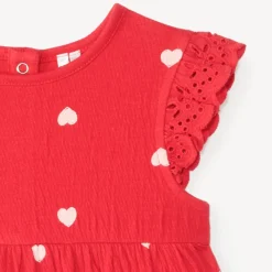 Ensemble robe manches courtes + bandeau imprimé cœurs pour bébé fille