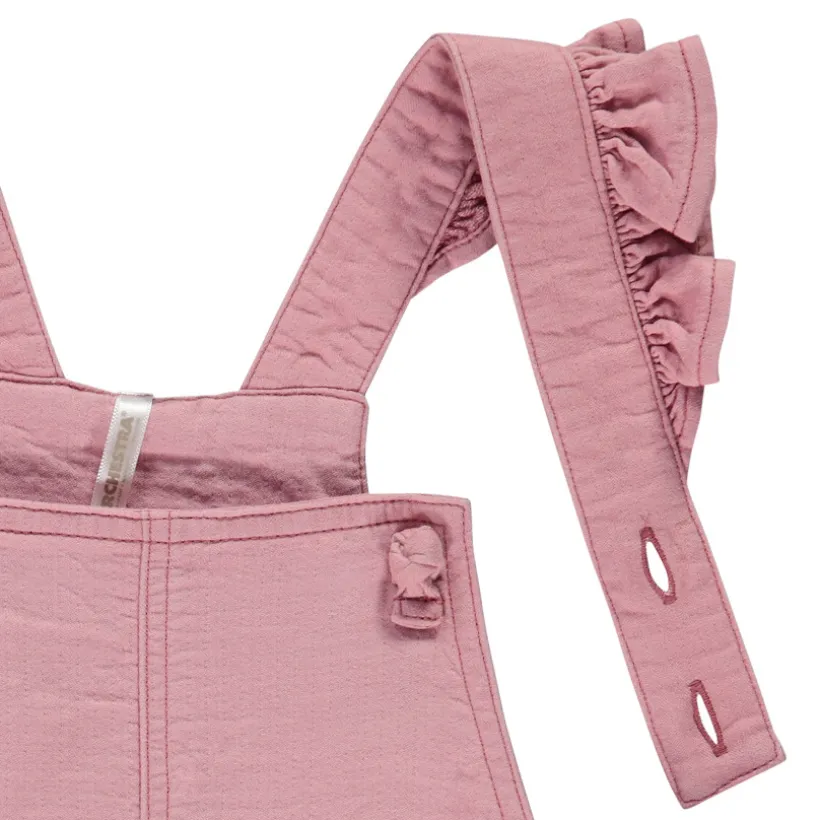Ensemble robe salopette uni rose + t-shirt fantaisie pour bébé fille