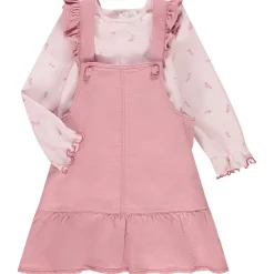 Ensemble robe salopette uni rose + t-shirt fantaisie pour bébé fille