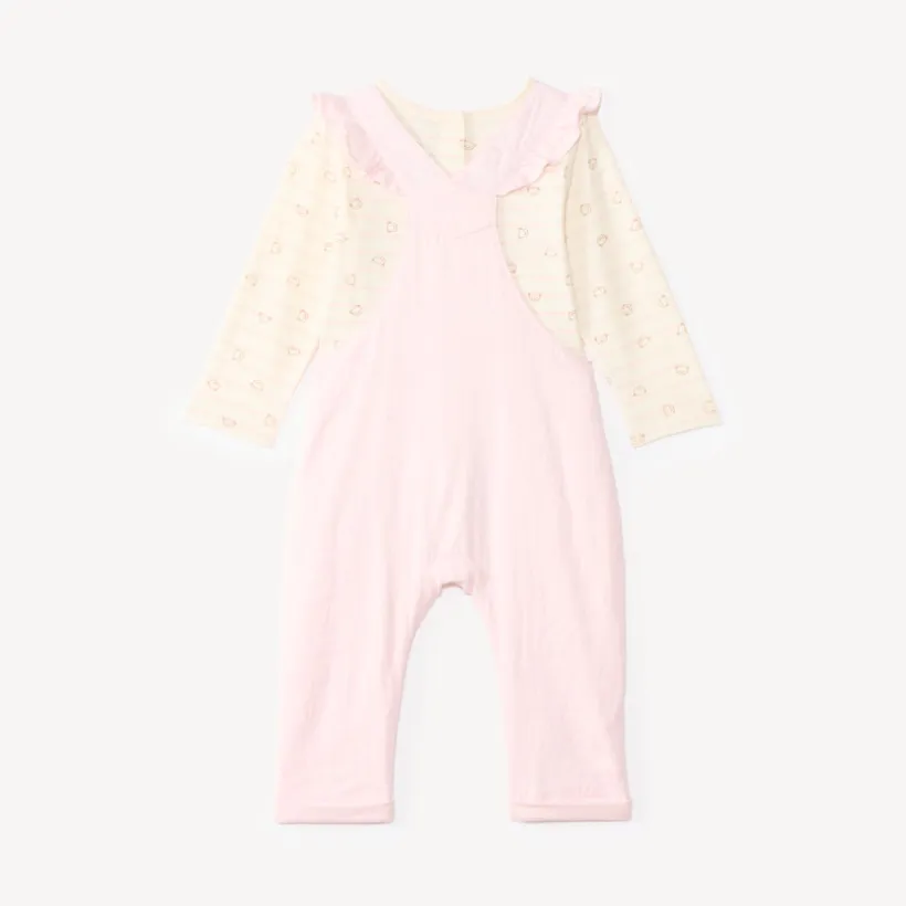 Ensemble salopette et t-shirt manches longues motifs ourson pour bébé fille