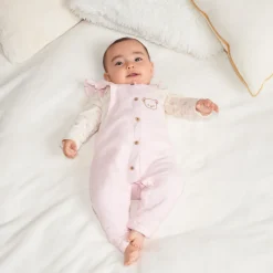Ensemble salopette et t-shirt manches longues motifs ourson pour bébé fille