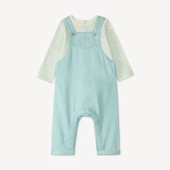 Ensemble salopette + t-shirt broderie dino pour bébé garçon