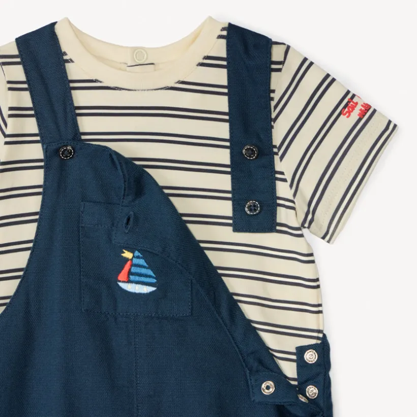 Ensemble salopette + t-shirt marinière pour bébé garçon