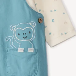 Ensemble salopette uni + t-shirt fantaisie pour bébé garçon