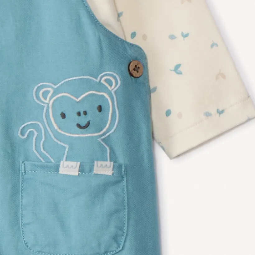 Ensemble salopette uni + t-shirt fantaisie pour bébé garçon
