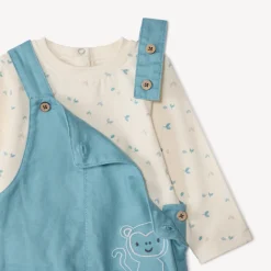 Ensemble salopette uni + t-shirt fantaisie pour bébé garçon